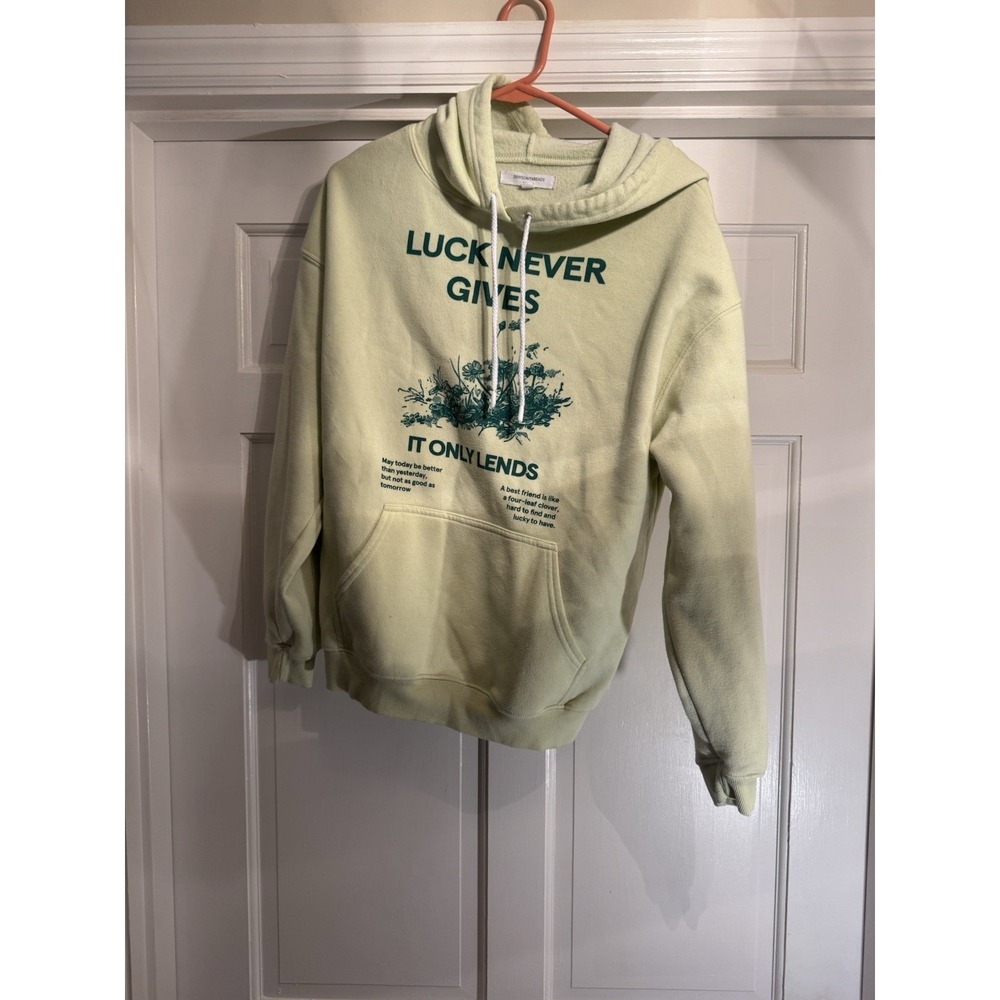 Grayson Threads "Luck Never Gives"  Graphic Hoodie Womens Small  Oversized